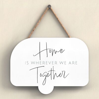 P7346 - Home Is Together Camper Caravan Camping Themed Hanging Plaque