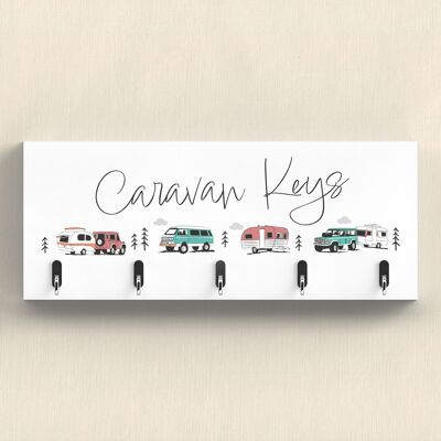 P7353 - Caravan Keys Camper Caravan Camping Temática Gancho para llaves de pared