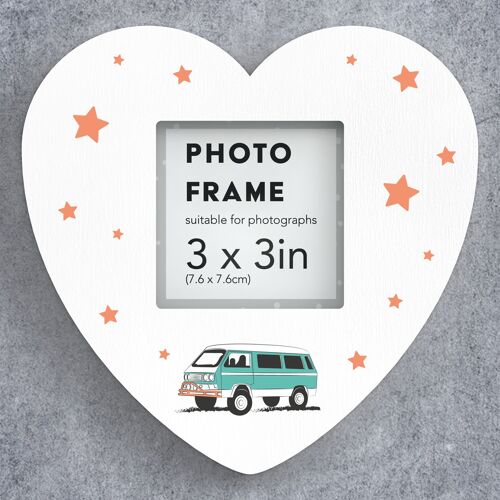 P7362 - Caravan Illustration Camper Caravan Camping Themed Heart Photo Frame