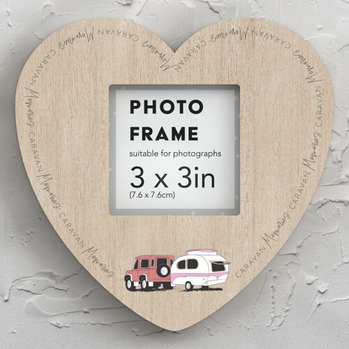 P7363 - Caravan Memories Camper Caravan Camping Themed Heart Photo Frame