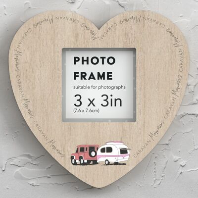 P7363 - Caravan Memories Camper Caravan Camping a tema cornice portafoto a forma di cuore