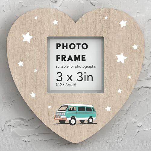 P7364 - Caravan Illustration Camper Caravan Camping Themed Heart Photo Frame