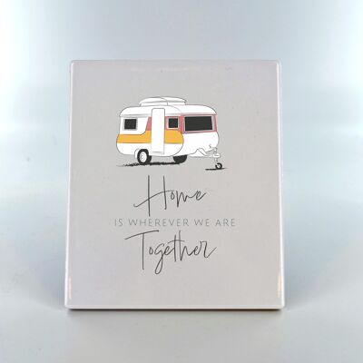 P7380 – Home Is Together Camper Caravan Camping-Themen-Keramik-Plakette