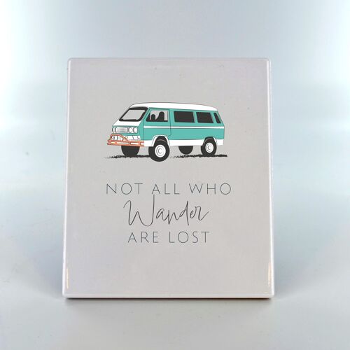 P7382 - All Who Wander Camper Caravan Camping Themed Ceramic Plaque