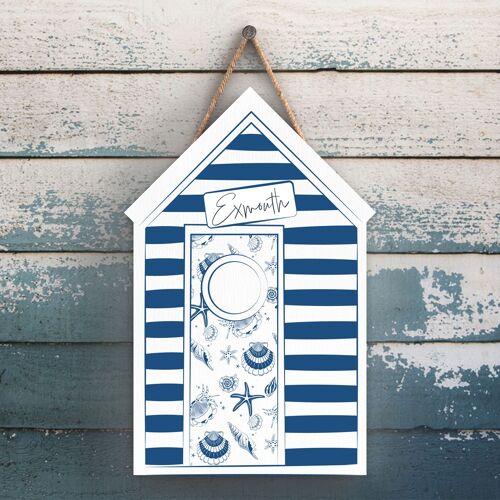 P7431 - Personalised Beach Hut Coastal Blue Nautical Sign Wooden Beach Hut Hanging Plaque