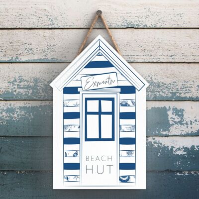 P7432 - Personalised Beach Hut Coastal Blue Nautical Sign Wooden Beach Hut Hanging Plaque