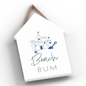 P7441 - Beach Bum Coastal Blue Nautical Sign Plaque à suspendre en bois Beach Hut 2