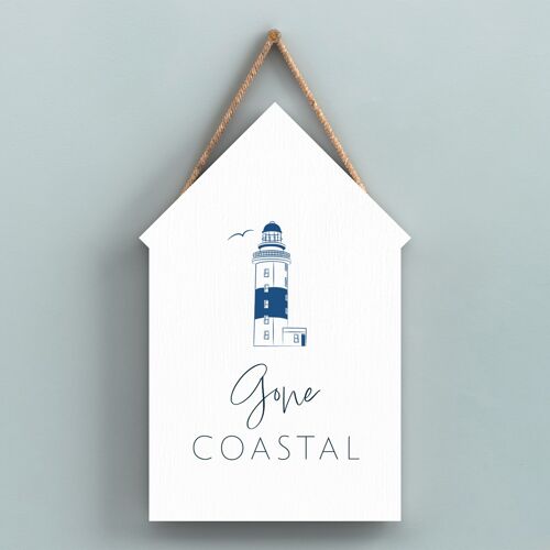 P7447 - Gone Coastal Blue Nautical Sign Wooden Beach Hut Hanging Plaque
