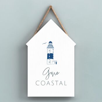 P7447 - Gone Coastal Blue Nautical Sign Plaque à suspendre pour cabane de plage en bois 1