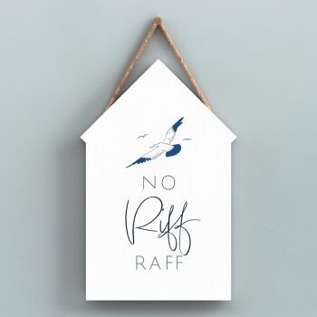 P7455 - No Riff Raff Coastal Blue Nautical Sign Wooden Beach Hut Plaque à suspendre 1