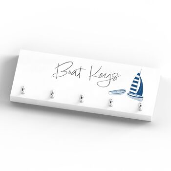 P7464 - Boat Keys Coastal Blue Nautical Sign Plaque à Crochet Mural en Bois 4