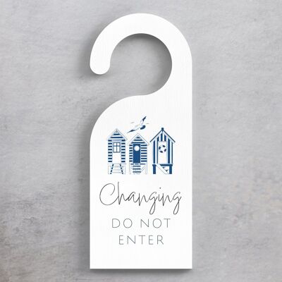 P7474 - Changing Do Not Enter Coastal Blue Nautical Sign Wooden Door Hanger Plaque