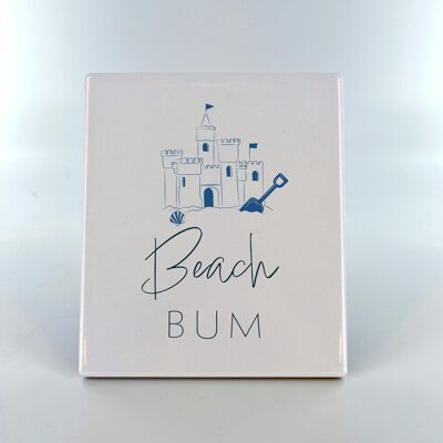 P7514 - Panneau photo en carreaux de céramique bleu côtier Beach Bum Cadeau sur le thème de la plage