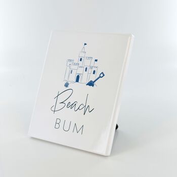 P7514 - Panneau photo en carreaux de céramique bleu côtier Beach Bum Cadeau sur le thème de la plage 4