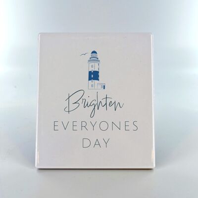 P7516 – Brighten Everyones Day Coastal Blue Ceramic Tile Photo Panel Beach Theme Gift