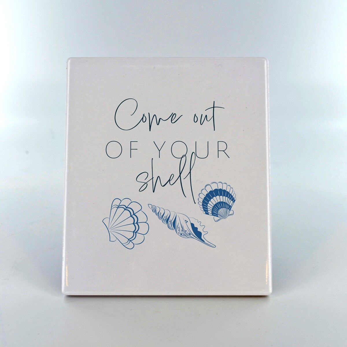 P7517 - Out Of Your Shell Coastal Blue Ceramic Tile Photo Panel Regalo a tema spiaggia