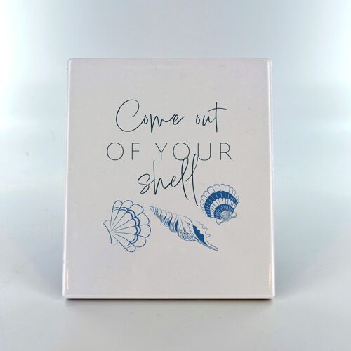 P7517 - Out Of Your Shell Coastal Blue Ceramic Tile Photo Panel Beach Themed Gift