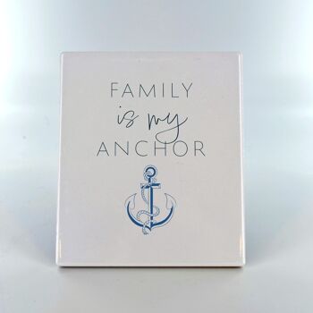 P7519 - Family Is My Anchor Coastal Blue Ceramic Tile Photo Panel Beach Gift 1