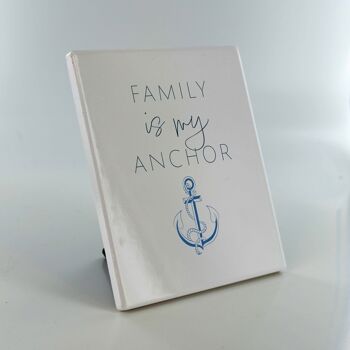 P7519 - Family Is My Anchor Coastal Blue Ceramic Tile Photo Panel Beach Gift 2