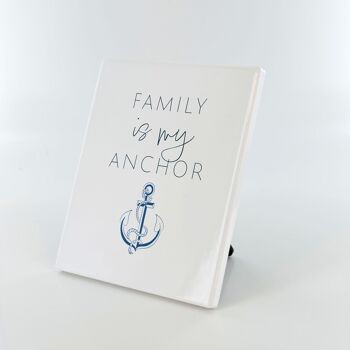 P7519 - Family Is My Anchor Coastal Blue Ceramic Tile Photo Panel Beach Gift 4
