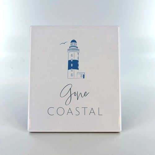 P7520 - Gone Coastal Blue Ceramic Tile Photo Panel Beach Themed Gift