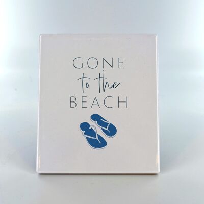 P7523 - Gone To The Beach Coastal Blue Ceramic Tile Photo Panel Beach Themed Gift