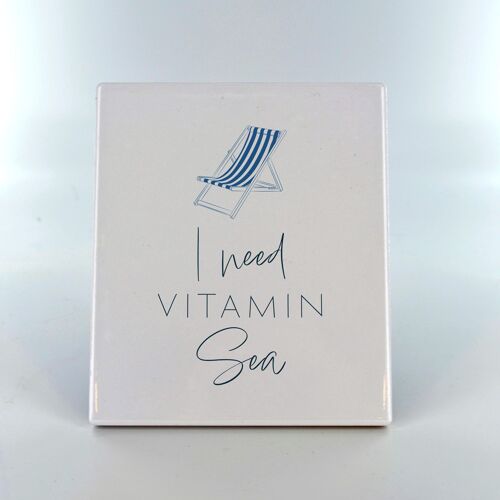 P7525 - I Need Vitamin Sea Coastal Blue Ceramic Tile Photo Panel Beach Themed Gift