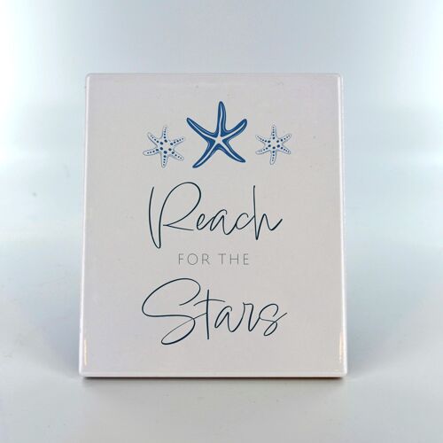 P7529 - Reach For The Stars Coastal Blue Ceramic Tile Photo Panel Beach Themed Gift