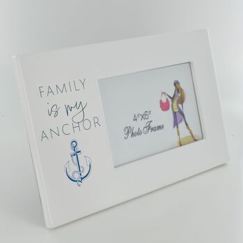 P7534 - Family Is My Anchor Coastal Blue Ceramic Tile Photo Frame Cadeau sur le thème de la plage 2