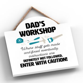 P7578 - Dad Workshop Enter With Caution Tool Plaque décorative à suspendre sur le thème 2