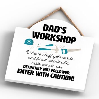 P7578 - Dad Workshop Enter With Caution Tool Plaque décorative à suspendre sur le thème 4