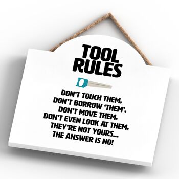 P7583 - Tool Rules Man Cave Tool Plaque à suspendre décorative sur le thème 4