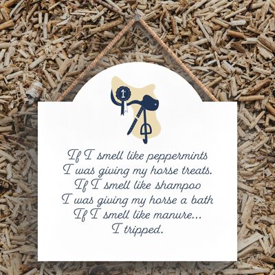 P7584 - If I Smell Like Peppermints Funny Horse Equestrian Themed Decorative Hanging Plaque