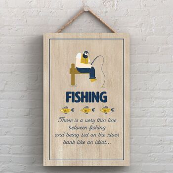 P7591 - Plaque décorative à suspendre sur le thème de la pêche au bord de la rivière 1