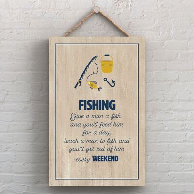 P7592 - Plaque décorative à suspendre sur le thème de la pêche à un homme