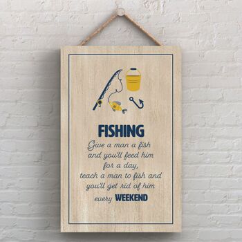 P7592 - Plaque décorative à suspendre sur le thème de la pêche à un homme 1