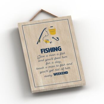 P7592 - Plaque décorative à suspendre sur le thème de la pêche à un homme 2