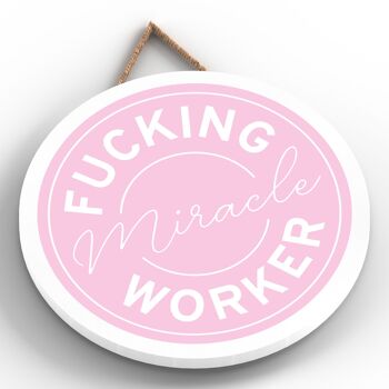 P7617 - F*cking Miracle Worker Humour Plaque Décorative Drôle Idée Cadeau Père Noël Secret 2
