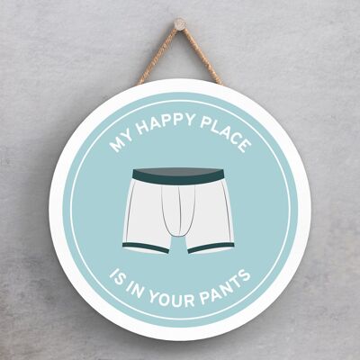 P7627 - Happy Place Humour Themed Funny Decorative Plaque Secret Santa Gift Idea