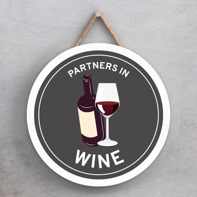 P7631 - Partners In Wine Humour Themed Funny Decorative Plaque Secret Santa Gift Idea