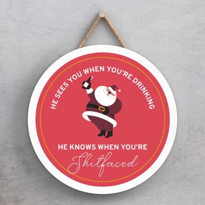 P7633 - He Sees You Sleeping Humour Themed Funny Decorative Plaque Secret Santa Gift Idea