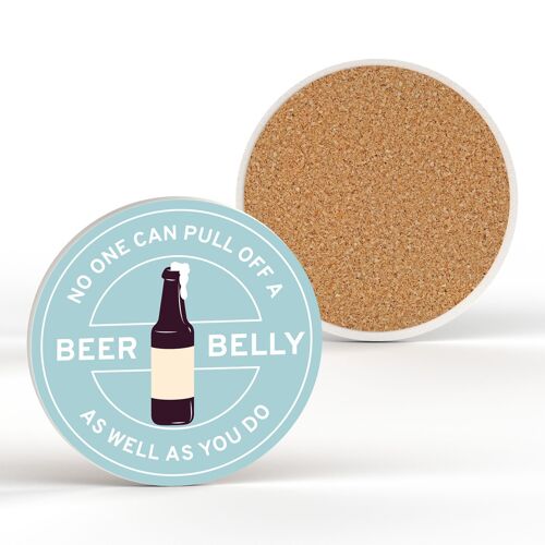 P7654 - Beer Belly Alcohol Themed Funny Ceramic Coaster Secret Santa Gift Idea