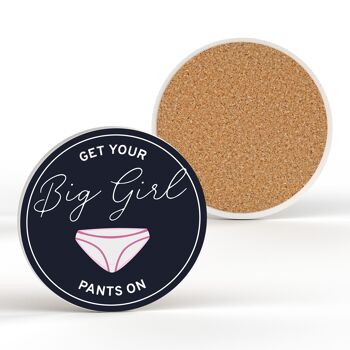 P7656 - Big Girl Pants Humour Themed Funny Ceramic Coaster Secret Santa Gift Idea