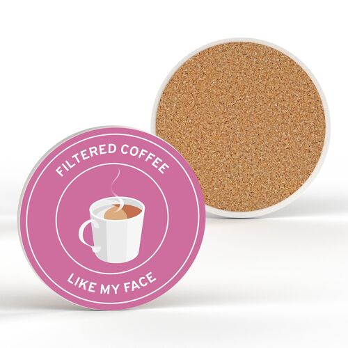 P7664 - Filtered Coffee Humour Themed Funny Ceramic Coaster Secret Santa Gift Idea