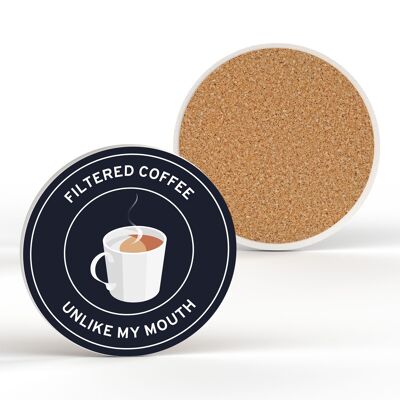 P7665 - Filtered Coffee Humour Themed Funny Ceramic Coaster Secret Santa Gift Idea