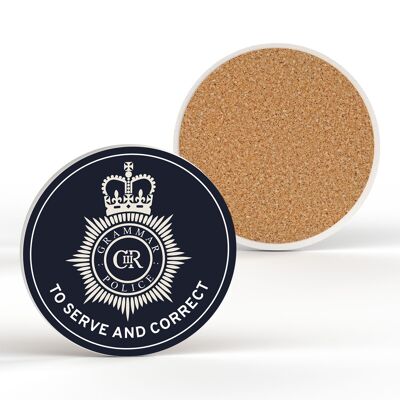 P7672 - Grammer Police Humour Themed Funny Ceramic Coaster Secret Santa Gift Idea