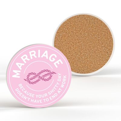 P7678 - Marriage Sh*tty Day Humour Themed Funny Ceramic Coaster Secret Santa Gift Idea