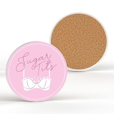 P7690 - Sugar Tits Humour The Funny Ceramic Coaster Secret Santa Gift Idea