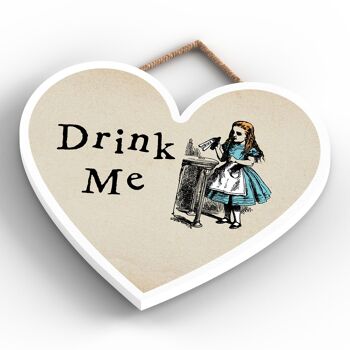 P7768 - Illustration sur le thème Drink Me Alice au pays des merveilles sur plaque en forme de cœur 4