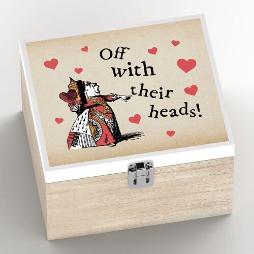 P7776 - Off With Their Heads Alice In Wonderland Themed Illustration On Wooden Box